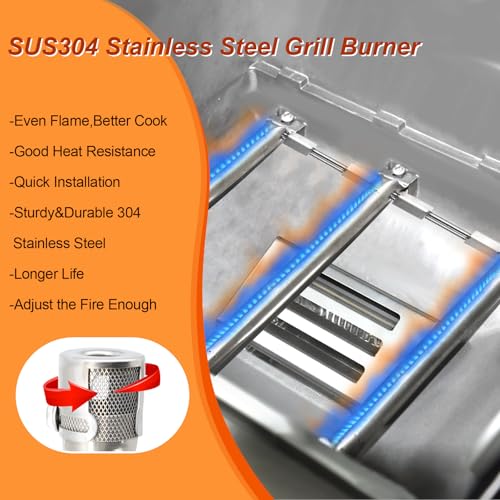 Image of Grill Parts for Weber Spirit 300 Series E310, E320, E330,S310, S320,S330,Spirit II 300 Series with Front-Mounted Control Replace 7636 Flavor Bar 69787 Grill Burners 7638 Cooking Grates
