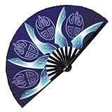 Kitana Hand Fan Folding Fan UV Glow Hand Fans Cosplay Hand Fan Halloween Kitana Fan Folding UV Glow Bamboo Fan Kitana Accessory Kitana Cosplay (Blades Print (Satin))