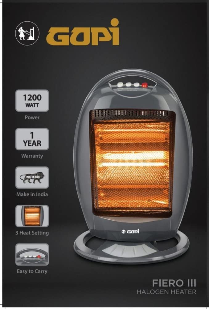 Gopi helogen heater FIERO III with 3 heat setting (400-1200 w) : Amazon.in:  Home u0026 Kitchen