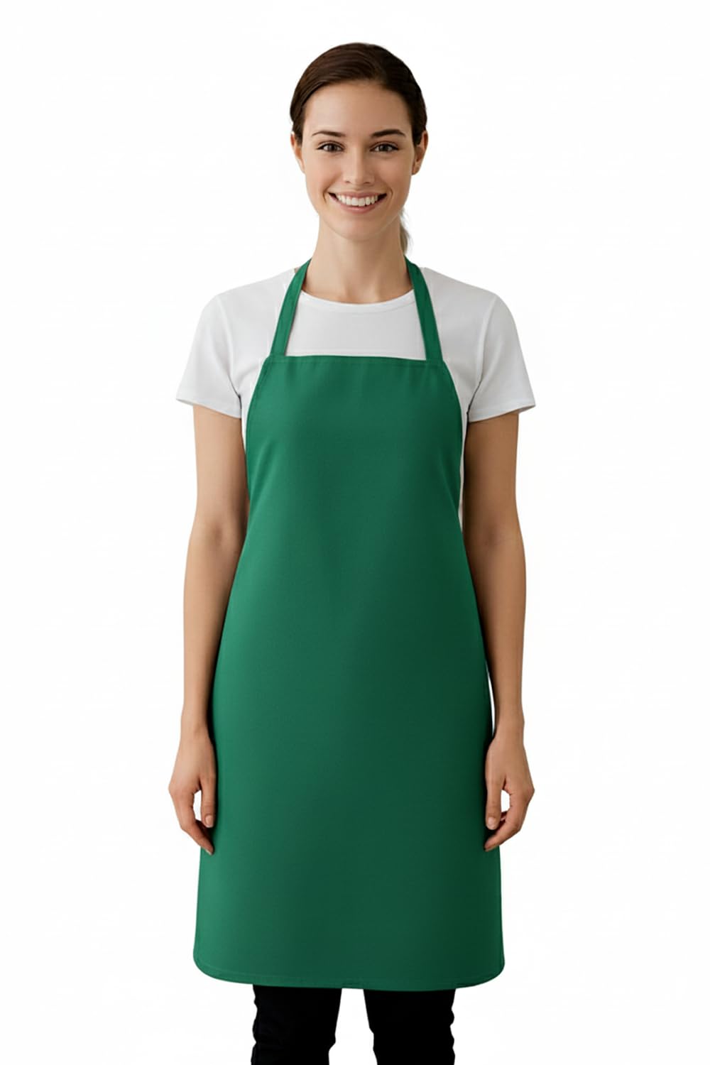 Ibex Unisex Forest Green (No Pocket) Bib Apron - No Pocket, Professional Kitchen Apron For Chefs, Waiters, Cooks, Bar Staff, Catering, Forest Green