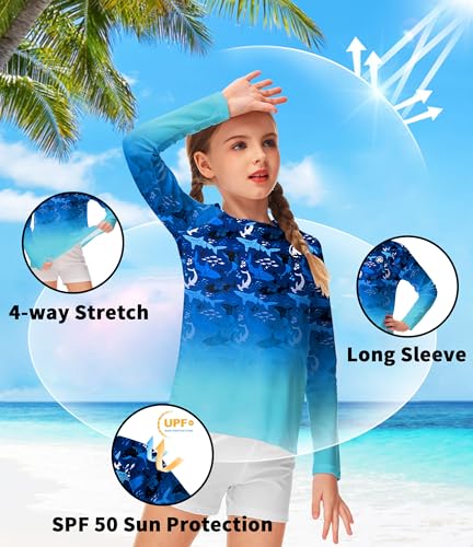 AOBUTE Unisex Kids Rash Guard Long Sleeve SPF 50+ Sun Shirt UV Protection Swim Shirts 3-12 Years2