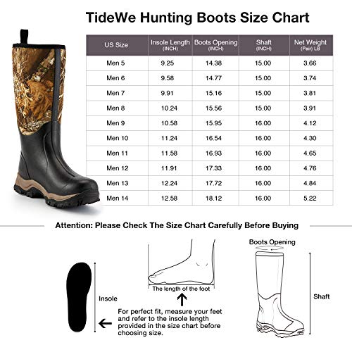 Tidewe Hunting Boot For Men, Insulated Waterproof Durable 16" Men's Hunting Boot, 6Mm Neoprene And Rubber Outdoor Boot Realtree Edge Camo Us Size 9 #TOP4