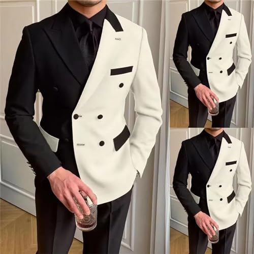 Generic Men Lapel Double Breasted Coat Suit Slim Fit Formal Casual Wedding Tuxedos 2Piece Set2
