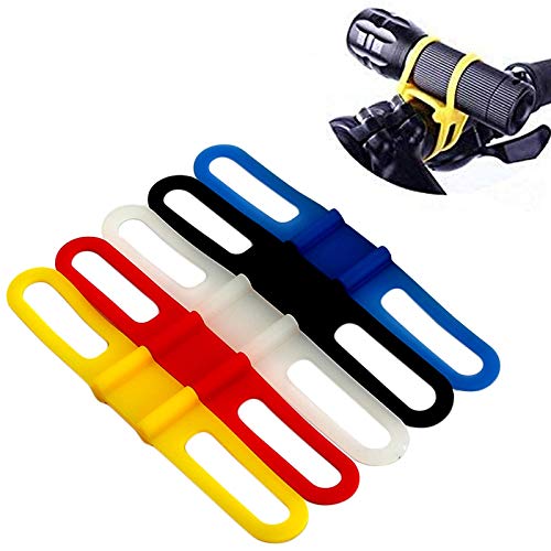 5-Pack Bike Flashlight Mount - Multipurpose & Easy Installation Bike Light Mount Accessories - Durable Silicone Strap Securely Attach Flashlight
