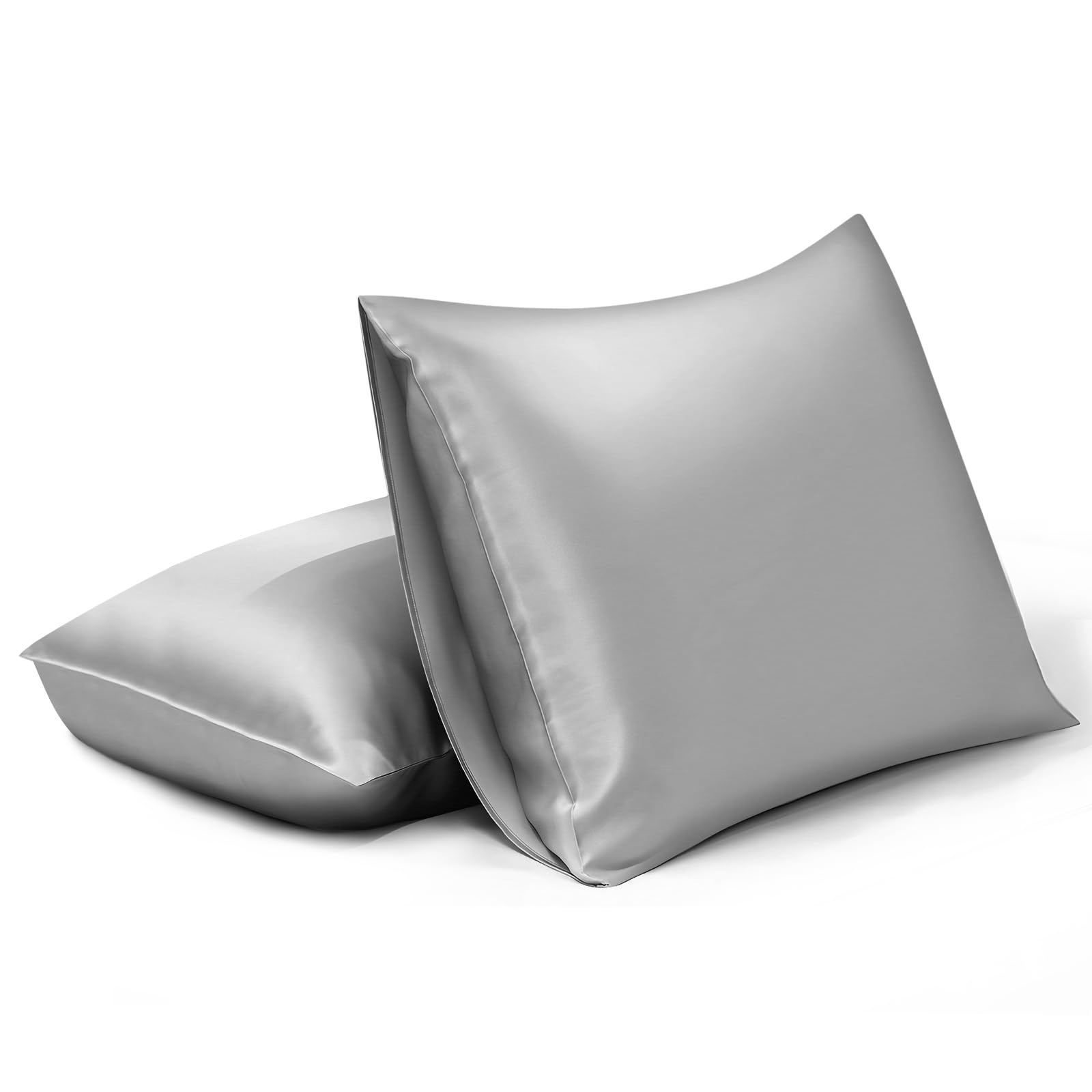 SILKTALE Mulberry Silk Pillowcase Set of 2 for Hair and Skin No Zipper Gray/Grey, Queen Size 50 x 75 cm, Silve Gray-2 Pack, 50x75cm
