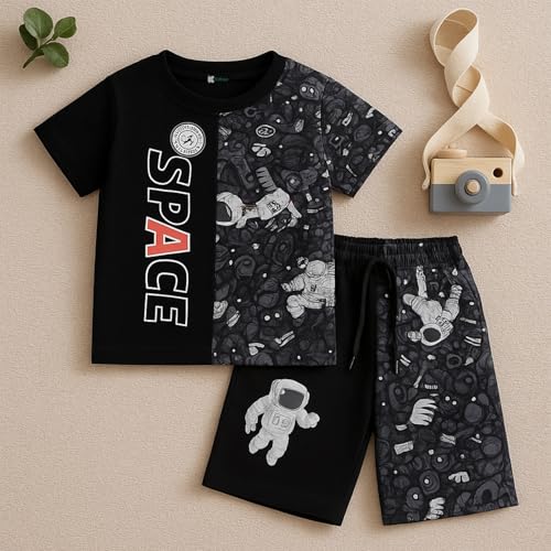 Image of Kidbea Kids Cotton T-Shirt and Shorts Set | Soft Breathable Co-Ord Outfit for Boys | Trendy & Stylish Summer Wear | Boys Clothing Set