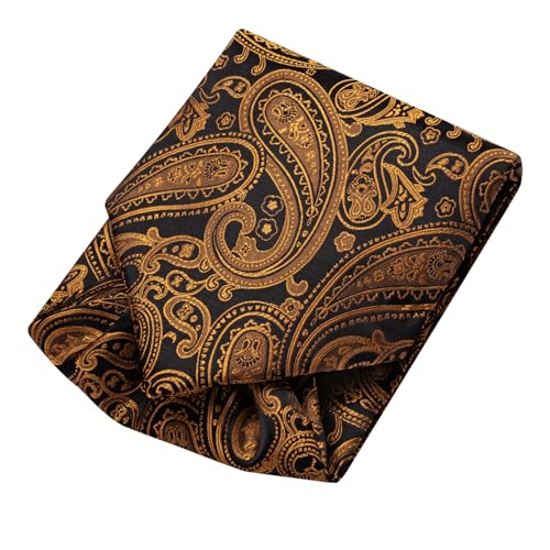 Image of Dubulle Paisley Floral Ascot for Men Self Tie Mens Cravat and Pocket Square Cufflinks Wedding