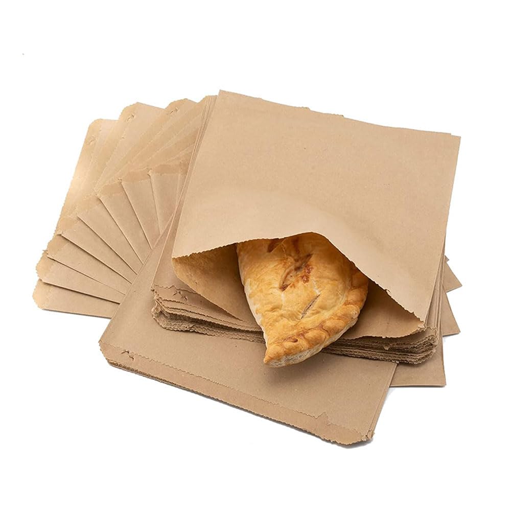 1000 x Strung Brown Kraft Paper Food Bags 10" x 12" Recyclable & Biodegradable Fruit Carrier Bags Ideal for Sandwiches, Bread Rolls, Restaurants, Takeaways, Groceries