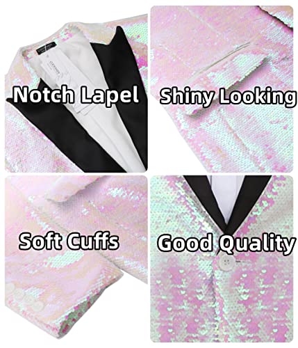 image for COOFANDY Shiny Sequins Suit Jacket Blazer One Button Tuxedo For Party,