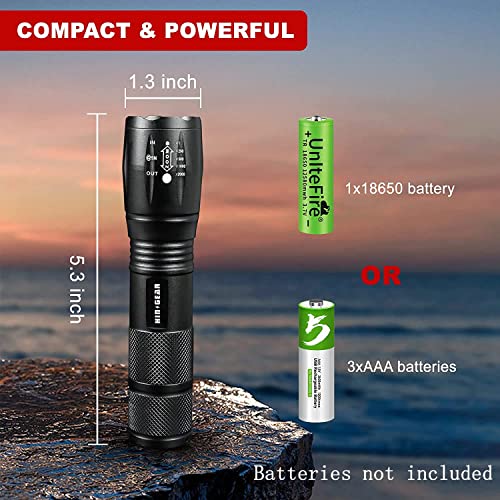 Hinsgear Led Flashlights Sl1000 Pro - 3 Pack Single Mode Bright Military Grade Flashlight, High Lumens Handheld Flash Lights Zoomable, Waterproof, Tactical & Camping Accessories #TOP2