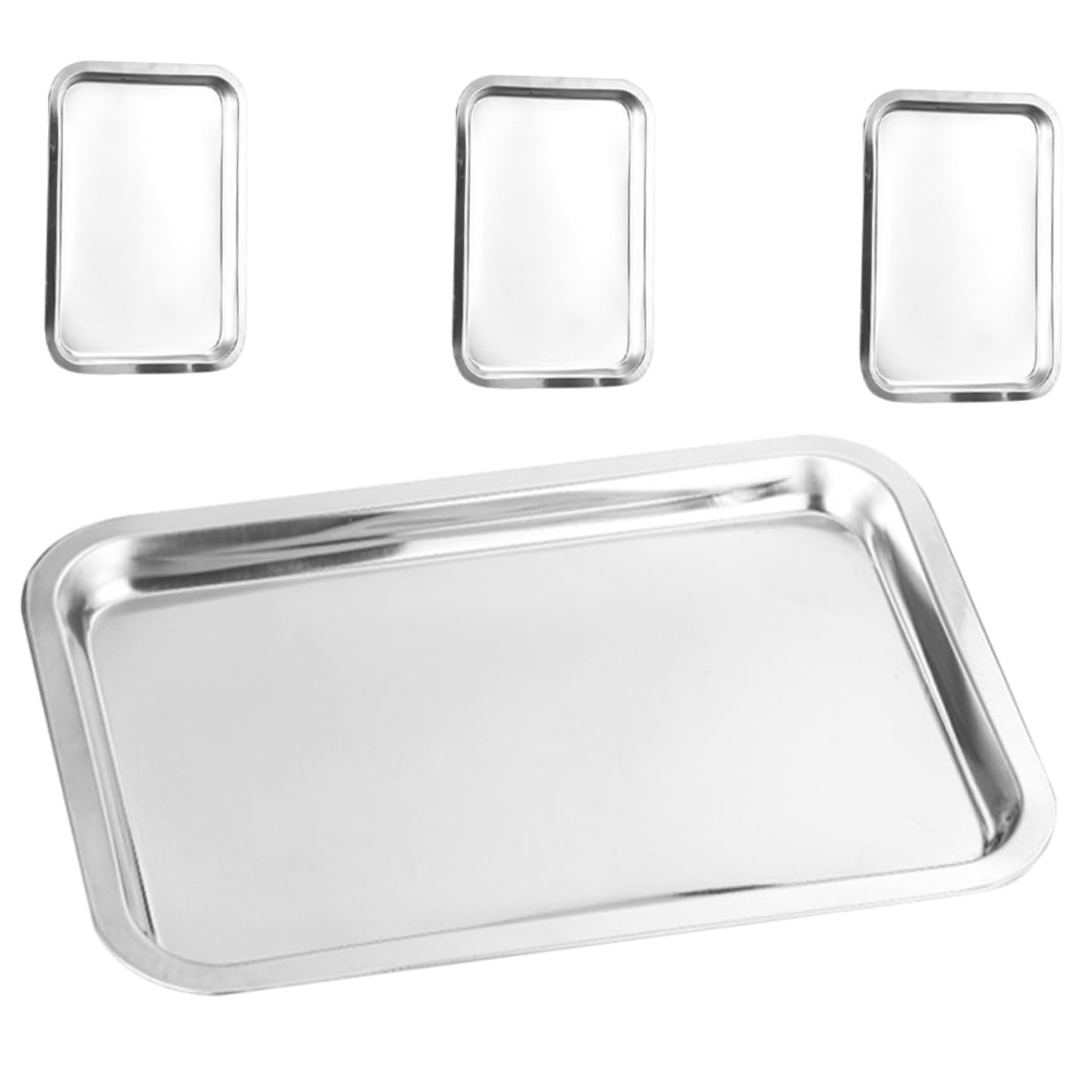 ABOOFAN 4Pcs Stainless Steel Plates Metal Dinner Dishes for Camping Picnics Reusable Easy to Clean Self Feeding Dinnerware