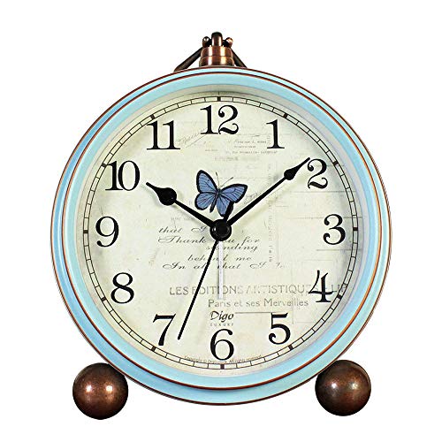 Maxspace 5.2" Small Alarm Clock, Retro Table Desk Alarm Clock Non-Ticking & Battery