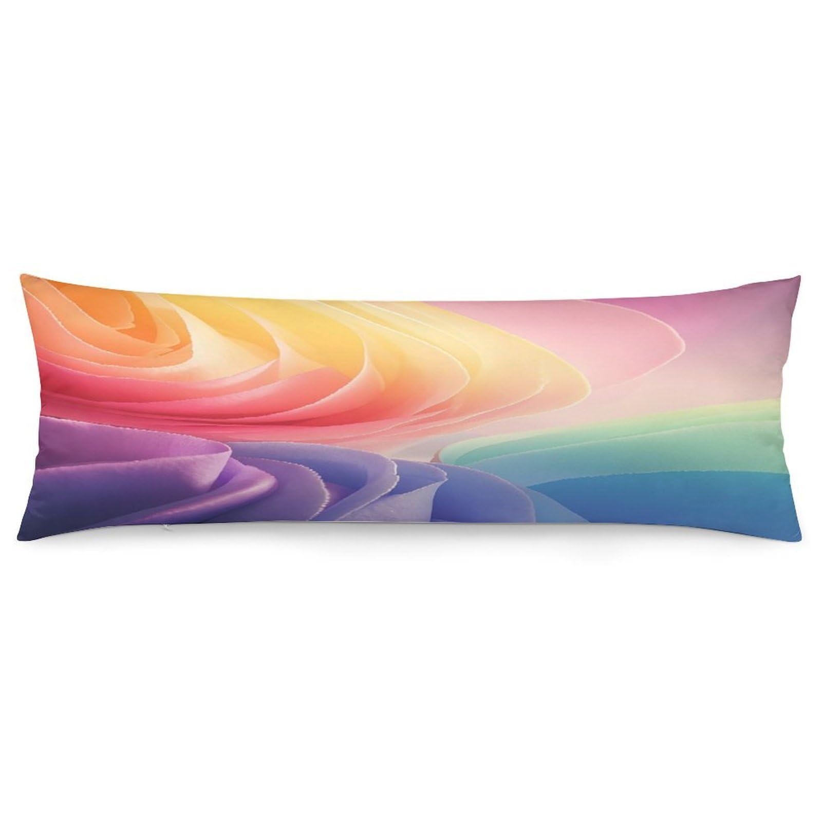 Rainbow Pillowcase Decorative Body Pillow Cover Soft Full Long Pillow Case Breathable Large Body Pillowcase Cute Cozy Pillow Sham for Bed Couch Sofa 18.9 X 53 Inch