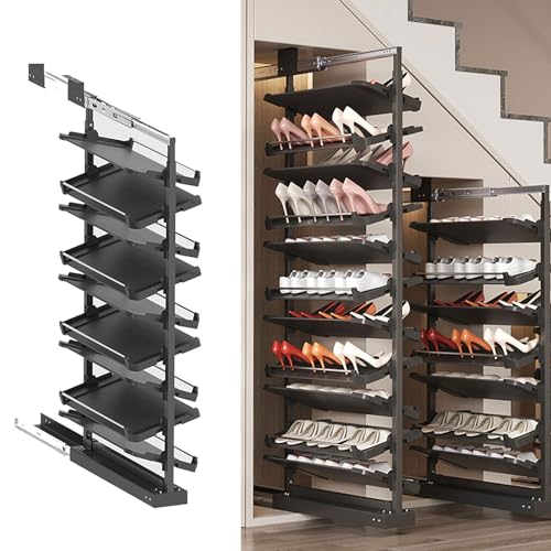 Zapatero extraíble giratorio apilable, armario de almacenamiento extraíble, organizador de estante Vertical Ajustable, organizador de Zapatero extraíble Ajustable - almacenamiento apilable d