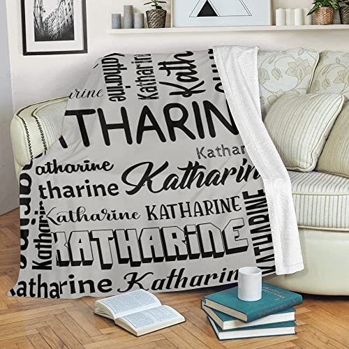 Personalized Blanket for Kids Adults Personalized Name Blanket Custom Blanket with Name Personalized Gifts for Christmas Birthday Valentines Day Mothers Fathers Day (Light Gray, 40"x50")