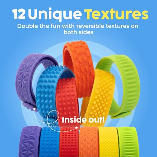 Image of BUNMO Sensory Slap Bracelets - 6 Pack, Textured Sensory Bracelet Fidget Toys for Boys & Girls - Sensory Toys for Kids 3+