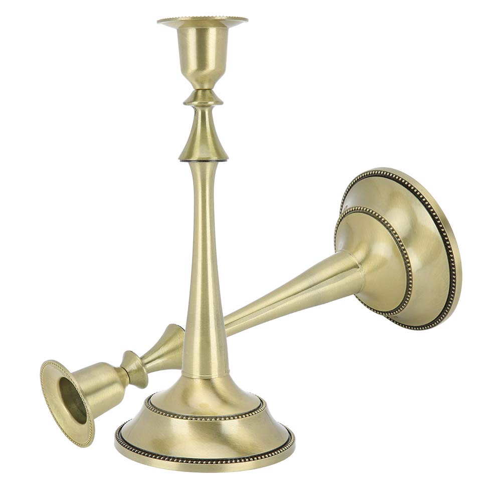 2 Pezzi Portacandele Portacandele Stile Europeo Portacandele Conico a Testa Singola per Candelieri, Centrotavola per Matrimoni, Pranzi, Feste, Lega di Zinco(Patina Verde)