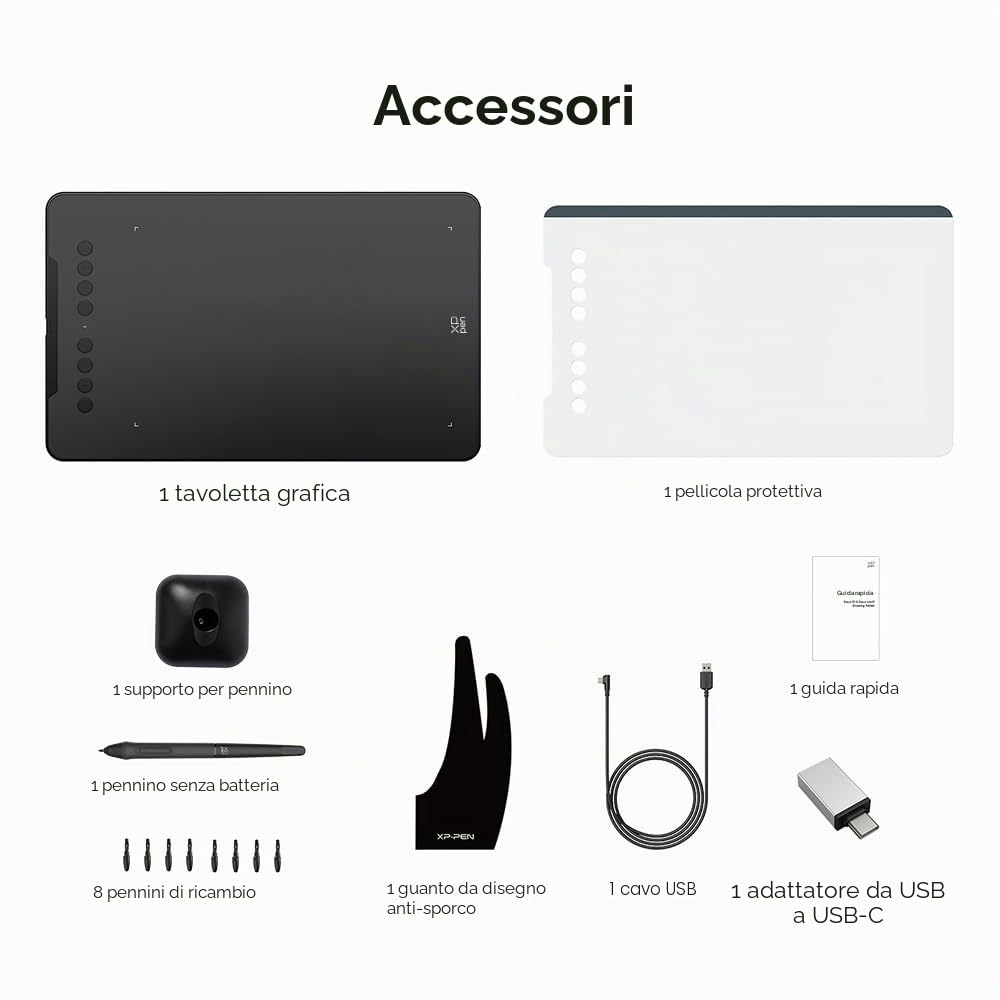 XP-PEN DECO01V3 - Tavoletta Grafica, 10 x 6 pollici, penna passiva 16384 livelli, con inclinazione e 8 scorciatoie - Compatibile con Windows/Mac OS/ChromeBook/Android/Linux