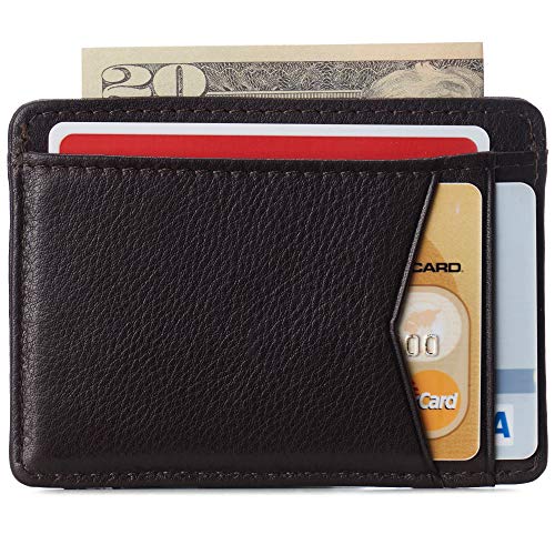 Image of Alpine Swiss RFID Minimalist Oliver Front Pocket Wallet For Men Leather York Collection Brown
