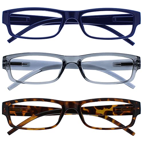 The Reading Glasses Company La Compañía Gafas De Lectura Azul Gris Marrón Ligero Cómodo Lectores Valor Pack 3 Hombres Mujeres RRR32-372 +2,50