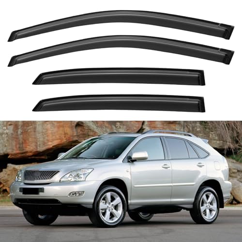 Image of Window Visors Rain Guards Shield for 2004-2009 Lexus RX330 RX350 RX400h, Out-Channel Window Vent Wind Deflectors Visors Shades