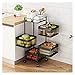 WUZMING Obrotowy Stojak Na Warzywa, 360° Ruchomy Stojące 4-poziomowy Regał Kuchenny Z Kółkami Uniwersalny Wózek Do Serwowania Dla Kuchnia Salon (Color : Black, Size : 4-Tier)