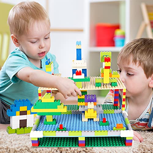 Image of 3 Classic Building Plates Compatible with the Classic, 1 Green Plate (25 x 25 cm) and 2 Stackable Base Plates (25 x 12.5 cm) for Building Towers and Multi-storey Buildings (3 Pieces)
