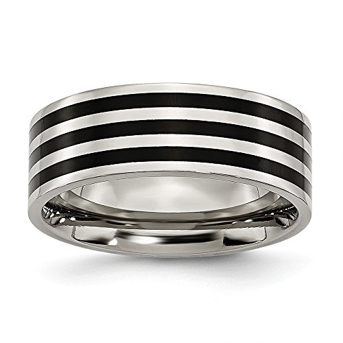 ICE CARATS Stainless Steel 8mm Black Plated Striped Wedding Ring Band Size 11.00 Fashion Jewelry for Women Gifts for Her
