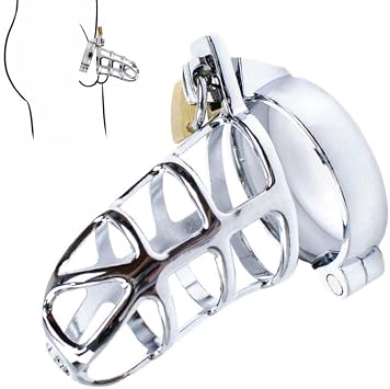 Male Stainless Steel Breathable Protection Cage - 40MM Ring, Small Lock & 2 Keys