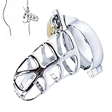 Cage de Protection Respirante en Acier Inoxydable pour Hommes - Anneau de 50MM, Petit Verrou et 2 Clés, Parfaite pour l'Entraînement de Force