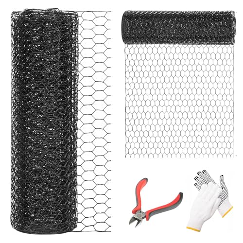 DOLEMODUO 24 x 50 Black Chicken Wire Fencing 1 inch Chicken Wire and 19 Gauge Poultry Netting Garden Mesh Fence Roll for Floral Arrangements Crafts Farm Livestock Pet Protection