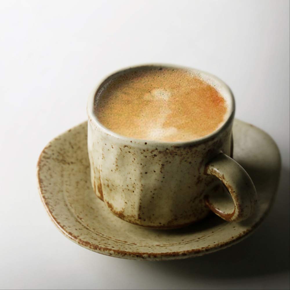 Cup & Saucer Coffee Cup Japanese Style Handmade Ceramic Coffee Cup Saucer Vintage Coffee Cup Set Creative Afternoon Tea Cup Espresso Cups Gifts 200-400ml A