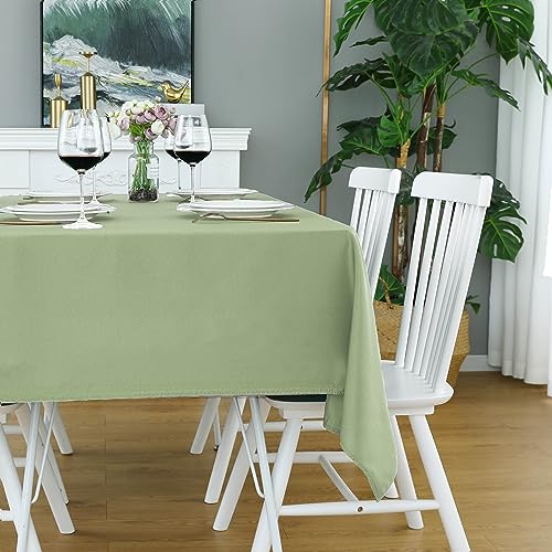 Image of FOLINS&HOME Sage Green Rectangle Waterproof Tablecloth, 60 x 102 Inch