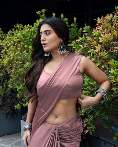 Image of FABIAN FASHION Women's Solid Japan Satin Silk Saree With Unstitched Blouse Piece for Wedding Saree