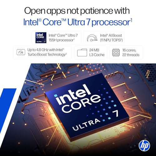 Image of HP 14, Intel Core Ultra 7 155H (16GB DDR5, 512GB SSD) FHD, Anti-Glare, Micro-Edge, 14'' /35.6cm, Win11, M365 Basic(1yr)* Office24, Silver, 1.4kg, EP1151TU, Backlit, HD Camera w /Shutter Laptop