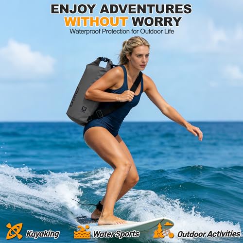 Waterproof Dry Bag, 5L/10L/20L/30L/40L Roll Top Lightweight Storage Backpack with Phone Case for Women & Men, Floating Waterproof Sack for Travel, Swimming, Kayaking, Paddle Board, Camping & Beach by OSAH DRYPAK - Image 7