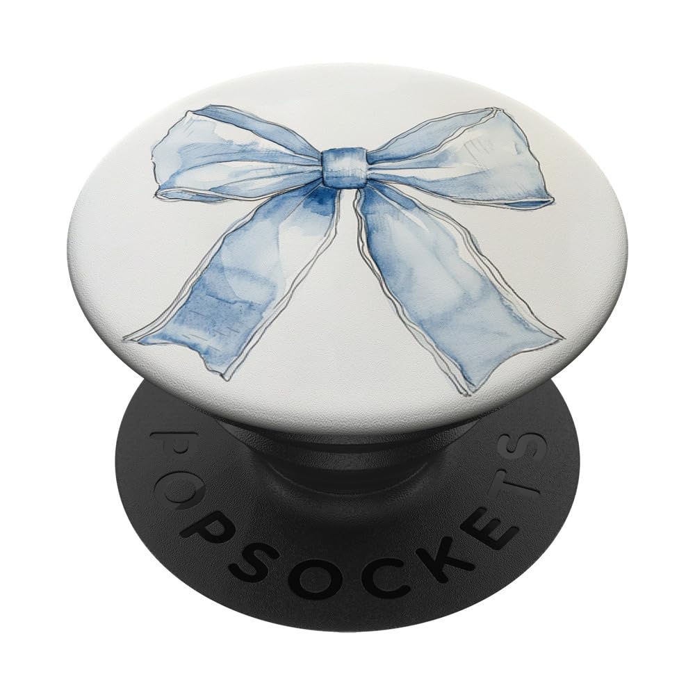 Bow in Watercolor|| Coquette || Aesthetic Baby Blue Bow PopSockets Adhesive PopGrip