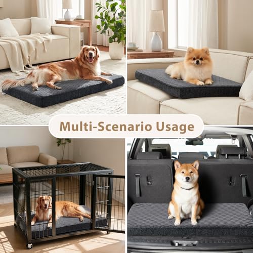 JOEJOY XL Dog Beds Large Sized Dog, Orthopedic Big Dogs Crate Bed with Washable Removable Cover, Extra Thick Egg-Crate Memory Foam Pet Beds up to 80 lbs, Grey, 41"x27" by JOEJOY - Image 6