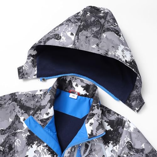 Image of MGEOY Boys Girls Rain Jacket Lightweight Waterproof Hooded Fleece Lined Raincoat Windbreakers for Kids