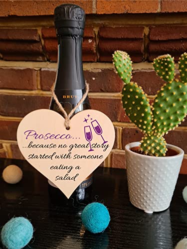 Handmade Wooden Hanging Heart Plaque Gift Perfect for Prosecco Lovers Novelty Funny Keepsake, Multicolor - Image 2