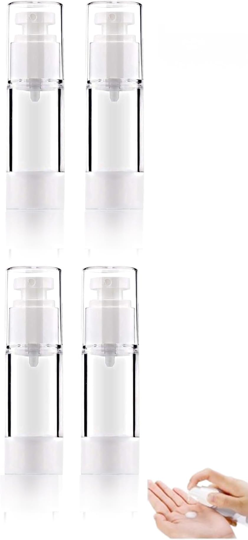 30ml Airless Pump Bottle - Refillable Clear Travel Container with Vacuum Press Pump, Funnel, and Label for Perfume, Liquid Makeup Tools