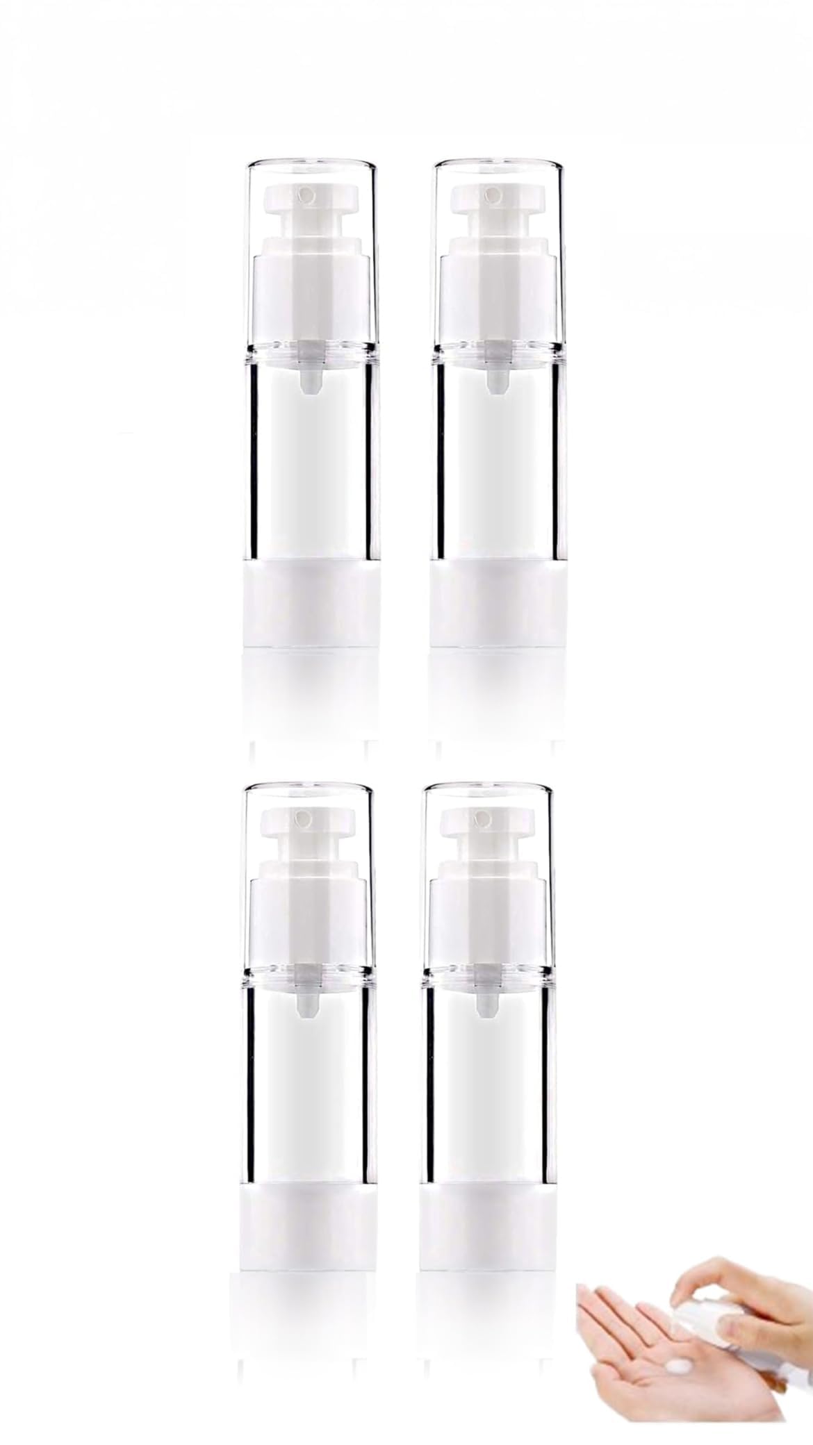 30ml Airless Pump Bottle - Refillable Clear Travel Container with Vacuum Press Pump, Funnel, and Label for Perfume, Liquid Makeup Tools