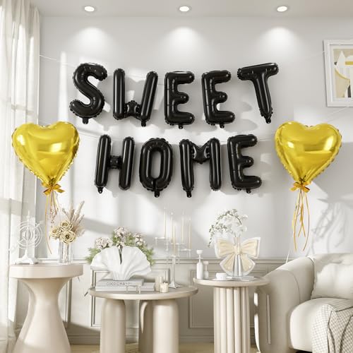Black SWEET HOME Balloons Set, 16 Inch Black Letter...