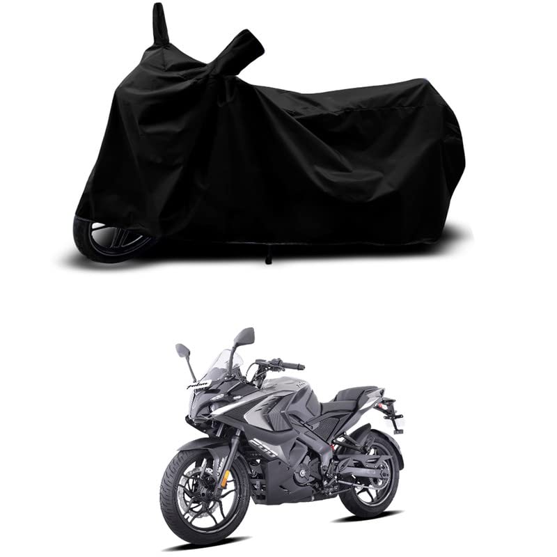 Image of 100% Scratchproof /UV-Rays /Heat Protection /Birds Dropping /Water Resistant /Dust Proof /Waterproof /Full Bike Scooty Two Wheeler Body Cover Compatible for Pulsar RS 200 BS6 All Varients[Black]