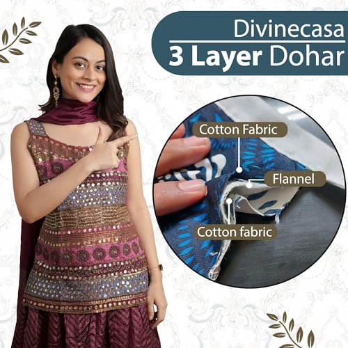 Image of Divine Casa Glace Cotton 120 GSM Soft and Silky Reversible Lightweight Printed Double Bed AC Dohar Blanket for Mild Winter Quilt -(Yellow and White, 205 x 220, CM)