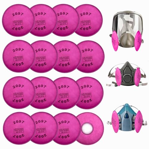 16Pcs(8Pack) 2097 Particulate Filter,Replacement for 6000 6200 6800 7000 FF-4 Item 2097 Filters,Use for Against Dust,Torch Cutting,Chemicals