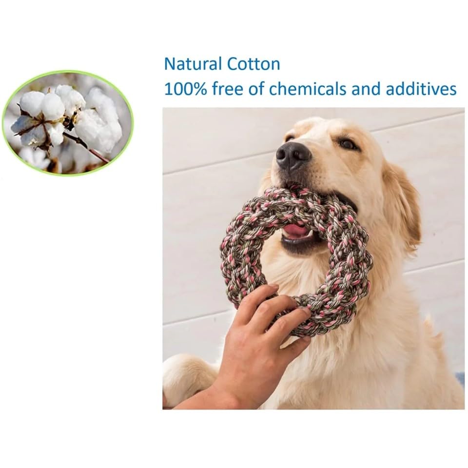 Image of Attractive Dog Toys for Large Dogs & Accessories Toy for Puppies, Pets, Puppy, Medium & Adults, chew Rope Small pups for Playing & Chewing for Labrador (Two Rings) Color May Vary