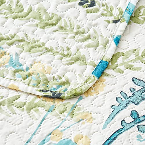 Image of Twin Daybed Cover Set Floral Daybed Bedding 3 Piece Reversible Cozy Day Bed Cover Double Sided Quilting Bedding Green Flower DayBed Comforter Set All Season for Twin Bed with 2 Standard Shams,39 inchx75 inch