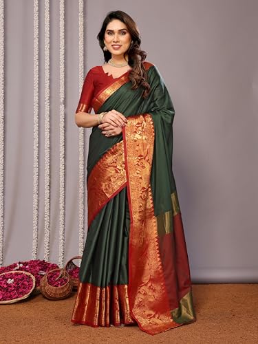 Image of Avantika Fashion Women's Woven Cotton Silk Art Silk Banarasi Saree With Blouse Piece