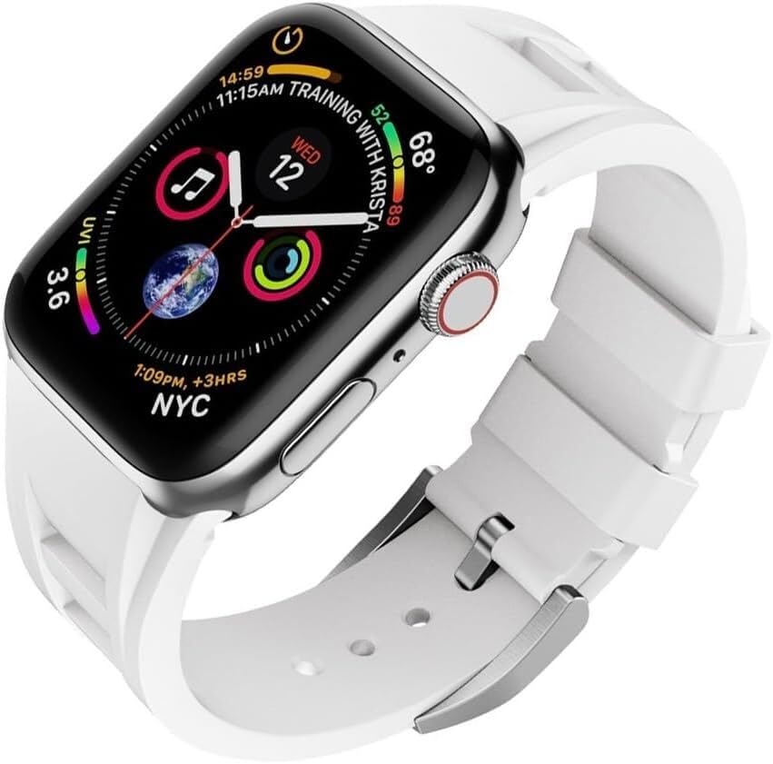 Bracelet silicone Apple Watch 45mm avec boucle acier inoxydable